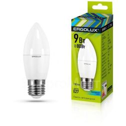 Лампа светодиодная LED-C35-9W-E27-4К Свеча 9Вт E27 4000К 172-265В Ergolux 13171