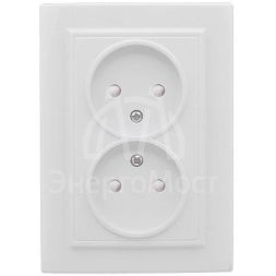 Розетка 2-м СП Минск 10А защ. шторки без заземл. бел. Basic EKF ERR10-102-100