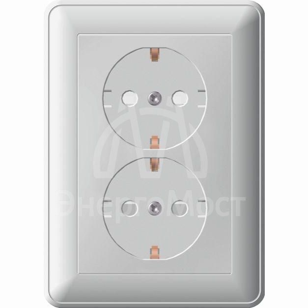 Розетка 2-м СП W59 защ. шторки с заземл. черн. бархат. SchE RS16-255-68