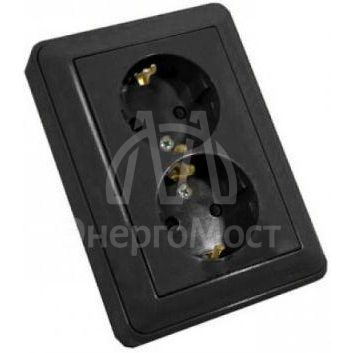 Розетка 2-м СП W59 защ. шторки с заземл. черн. бархат. SchE RS16-255-68
