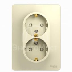 Розетка 2-м СП Glossa защ. шторки с заземл. в сборе беж. SchE GSL000226