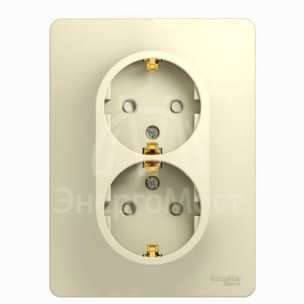 Розетка 2-м СП Glossa защ. шторки с заземл. в сборе беж. SchE GSL000226