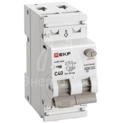 Выключатель автоматический дифференциального тока 2п (1P+N) C 40А 30мА тип A 6кА АВДТ-63N (электрон.) PROxima EKF D63N26EA40C30