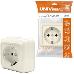 Розетка 1-м ОП Олимп 16А IP20 сл. кость Universal Б-О0022