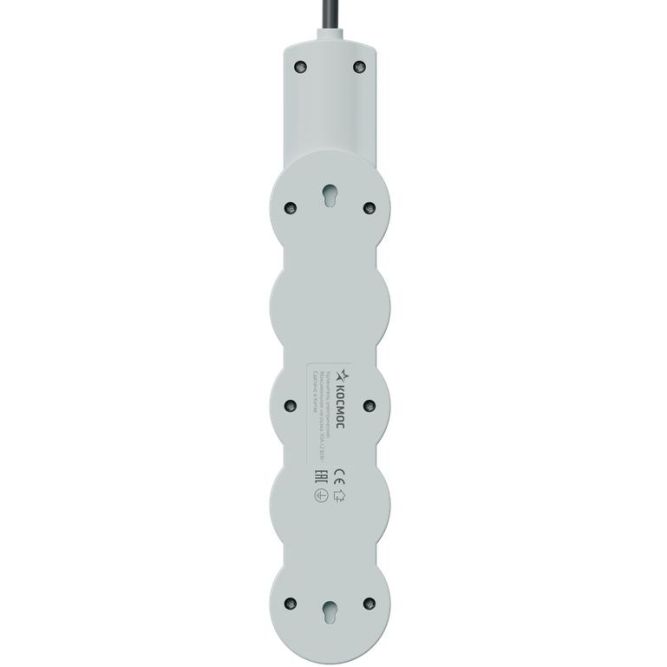 Удлинитель 3х1.5м с заземл. 10А IP20 USB 2500Вт 220В ПВС 3х1 с выкл. черн. КОСМОС YKsm1.5m4g-Z-VU10А-B