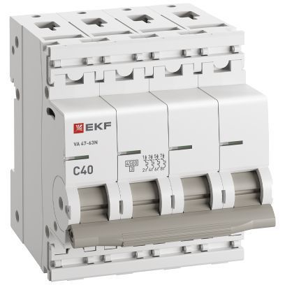 Выключатель автоматический 4п C 40А 4.5кА ВА 47-63N PROxima EKF M634440C