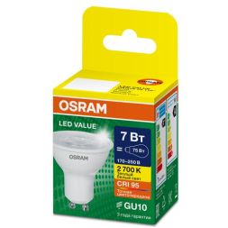 Лампа светодиодная LED G4 Value LVPAR1675 7W/927 CRI95 7Вт 2700К 700лм рефлектор прозр. GU10 170-250В OSRAM 4630557648002