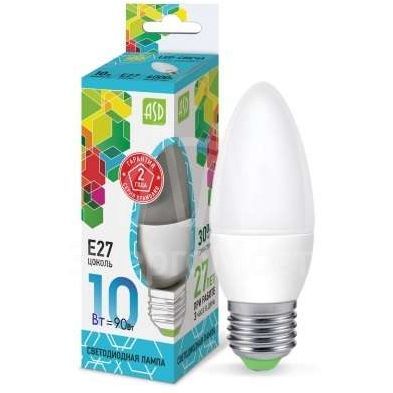 Лампа светодиодная LED-свеча-standard 10Вт 230В E27 4000К 900Лм ASD 4690612015545
