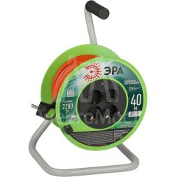 Удлинитель силовой RP-4e-3х1.0-40m на пластиковой катушке с заземлением 4 розетки 40м ПВС 3х1мм2 Эра Б0056100