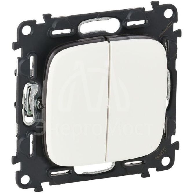 Механизм выключателя 2-кл. СП Valena Allure 10А IP20 250В с лиц. панелью безвинт. зажимы бел. Leg 752705