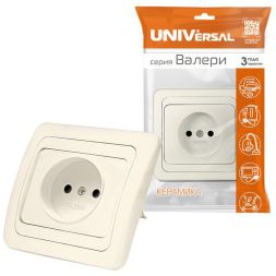 Розетка 1-м СП Валери 16А сл. кость UNIVersal Б-В0022