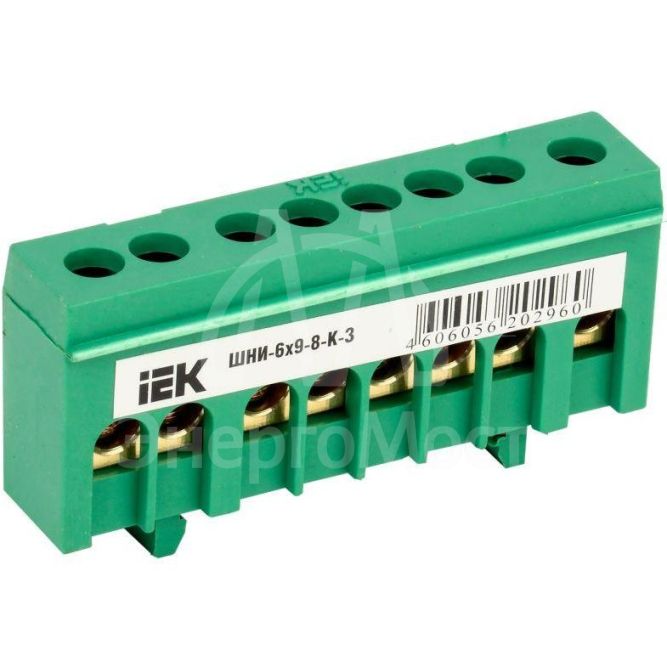 Шина PE &amp;quot;земля&amp;quot; в корп. изол. на DIN-рейку ШНИ-6х9-8-К-З зел. IEK YNN10-69-8KD-K06