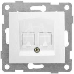 Розетка компьютерная + телефонная 2-м СП Bravo RJ45 + RJ12 механизм бел. GUSI С10КТ-001