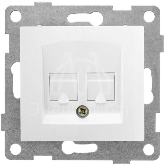 Розетка компьютерная + телефонная 2-м СП Bravo RJ45 + RJ12 механизм бел. GUSI С10КТ-001