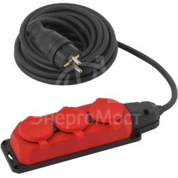 Удлинитель силовой UK-3e-3x1.5-5m-IP44(KG) с заземлением 3 розетки каучук 5м КГ 3х1.5кв.мм IP44 Эра Б0057579