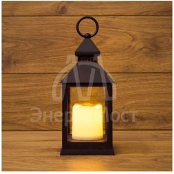Фонарь декоративный со свечкой черн. корпус 10.5х10.5х24см тепл. бел. Neon-Night 513-051