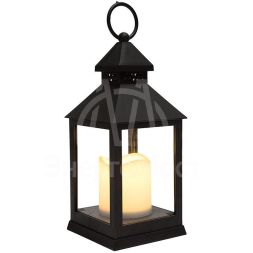 Фонарь декоративный со свечкой черн. корпус 10.5х10.5х24см тепл. бел. Neon-Night 513-051