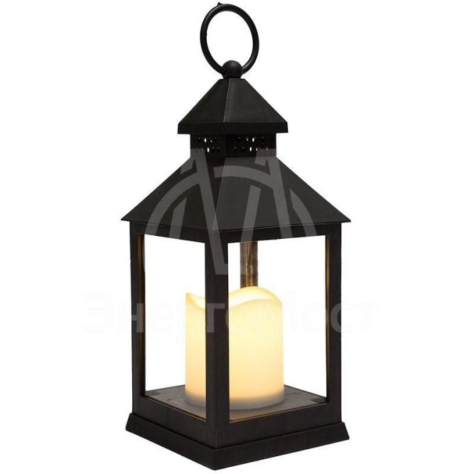 Фонарь декоративный со свечкой черн. корпус 10.5х10.5х24см тепл. бел. Neon-Night 513-051