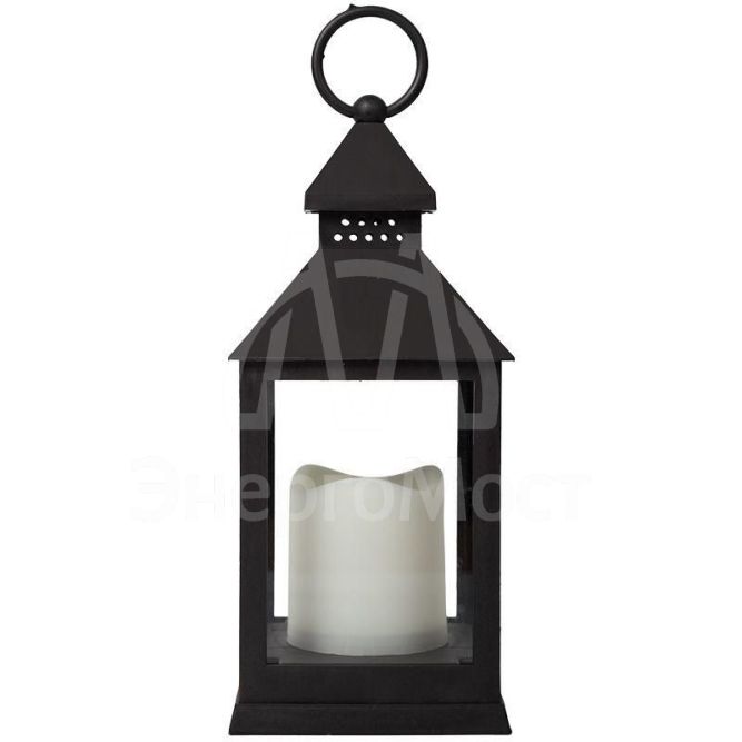 Фонарь декоративный со свечкой черн. корпус 10.5х10.5х24см тепл. бел. Neon-Night 513-051