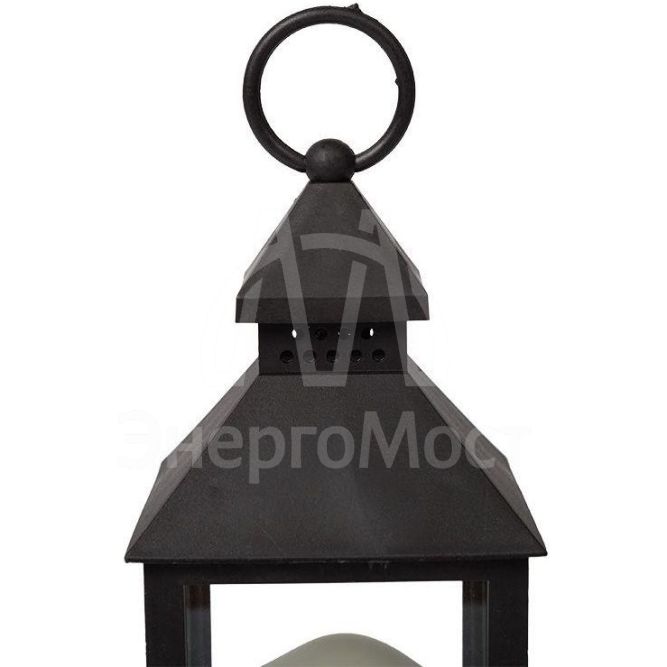 Фонарь декоративный со свечкой черн. корпус 10.5х10.5х24см тепл. бел. Neon-Night 513-051