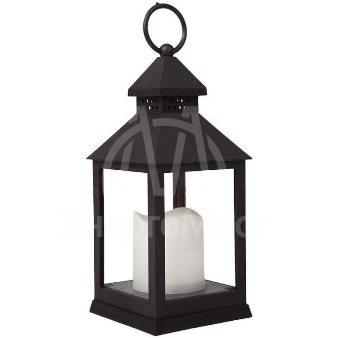 Фонарь декоративный со свечкой черн. корпус 10.5х10.5х24см тепл. бел. Neon-Night 513-051