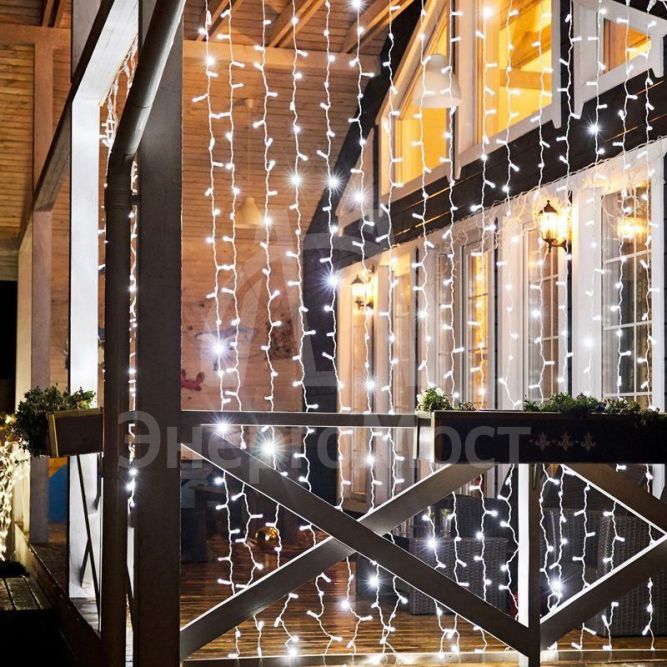 Гирлянда Дождь &amp;quot;ПЛЕЙ-ЛАЙТ&amp;quot; 2х3м 448LED 27Вт 220В IP44 бел. прозр. провод NEON-NIGHT 235-155-6