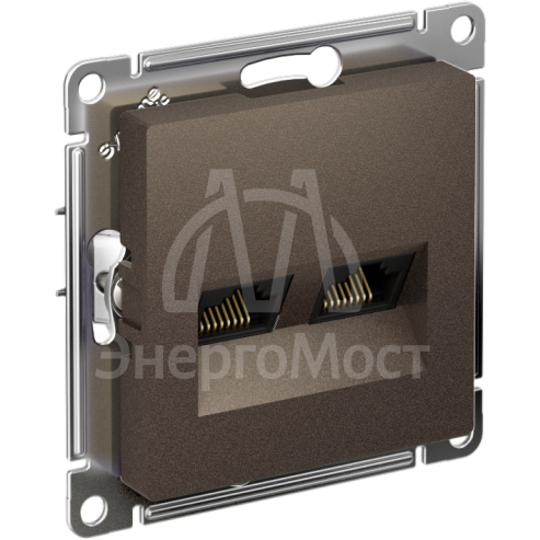 Розетка компьютерная 2-м AtlasDesign RJ45 кат.5E механизм мокко SE ATN000685