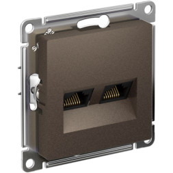 Розетка компьютерная 2-м AtlasDesign RJ45 кат.5E механизм мокко SE ATN000685