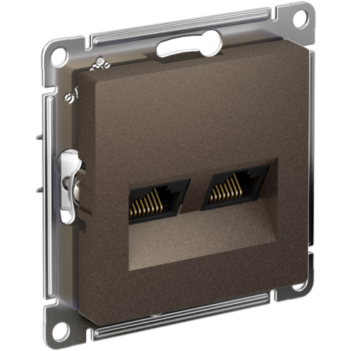 Розетка компьютерная 2-м AtlasDesign RJ45 кат.5E механизм мокко SE ATN000685