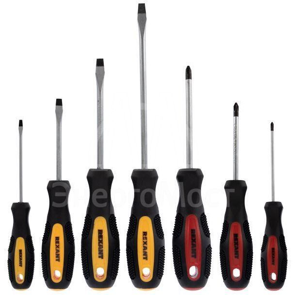 Набор отверток 7 предметов (крестовые и шлицевые) Rexant 12-4703