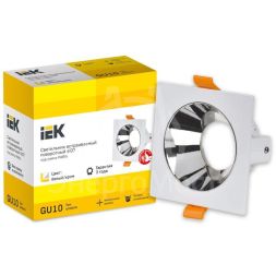 Светильник 4107 встраиваемый поворотный GU10 бел./хром пласт. IEK LT-UVB0-4107-GU10-1-K23