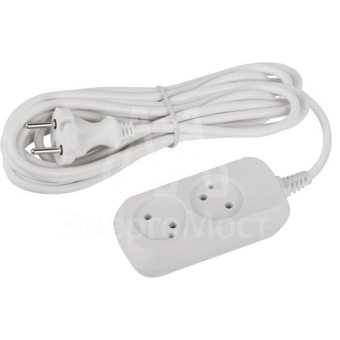 Удлинитель электрический UDL-10-250 Greenline 2 розетки без заземления 5м ПВС 2х0.75кв.мм Эра Б0065044