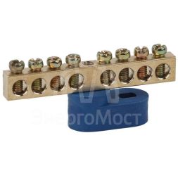 Шина N &amp;quot;ноль&amp;quot; на одном угловом изоляторе ШНИ-6х9-8-У1 син. NO-222-114-1 ЭРА Б0044146