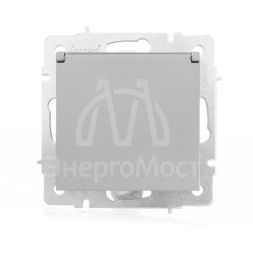 Розетка 1-м СП Vesna с заземл. с крышкой ПБТ механизм платина LEZARD 742-3588-123B