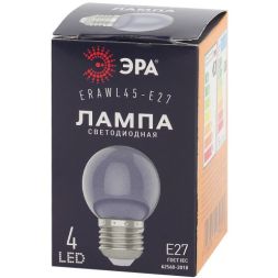 Лампа светодиодная ERAWL45-E27 P45 1Вт шар прозр. E27 4SMD для белт-лайт ЭРА Б0049572