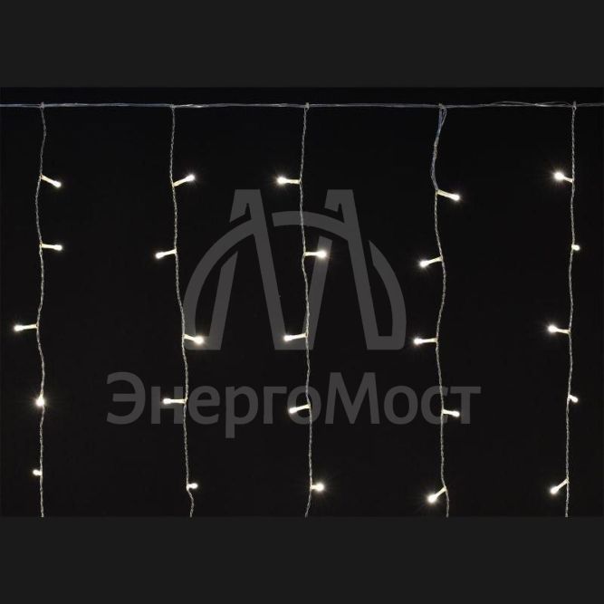Гирлянда &amp;quot;Бахрома&amp;quot; 4.5х0.7м 200LED тепл. бел. IP44 провод прозр. 230В транзит IEK LGDU301-1-200-L3-T-S-44
