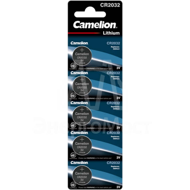Элемент питания литиевый CR CR2032 BL-5 (блист.5шт) Camelion 1595