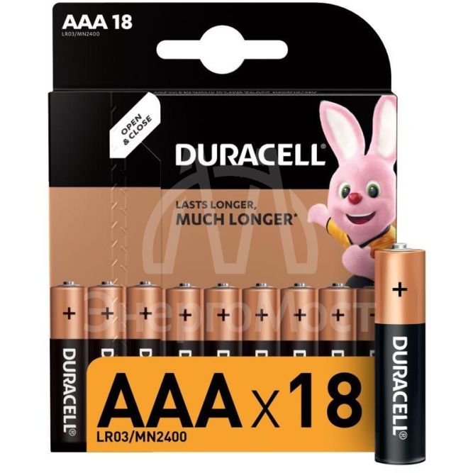 Элемент питания алкалиновый LR03-18BL BASIC (блист.18шт) Duracell Б0014449