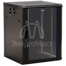 Шкаф настенный TWB-0945-GP-RAL9004 19дюйм 9U 500х600х450мм стеклян. дверь с перфорацией по бокам ручка с замком черн. (RAL 9004) (разобранный) Hyperline 392629