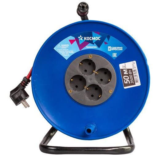 Удлинитель на катушке 4х50м с заземл. 16А ПВС 3х1.5 Космос YKKsm50m-4g-Z(16A)