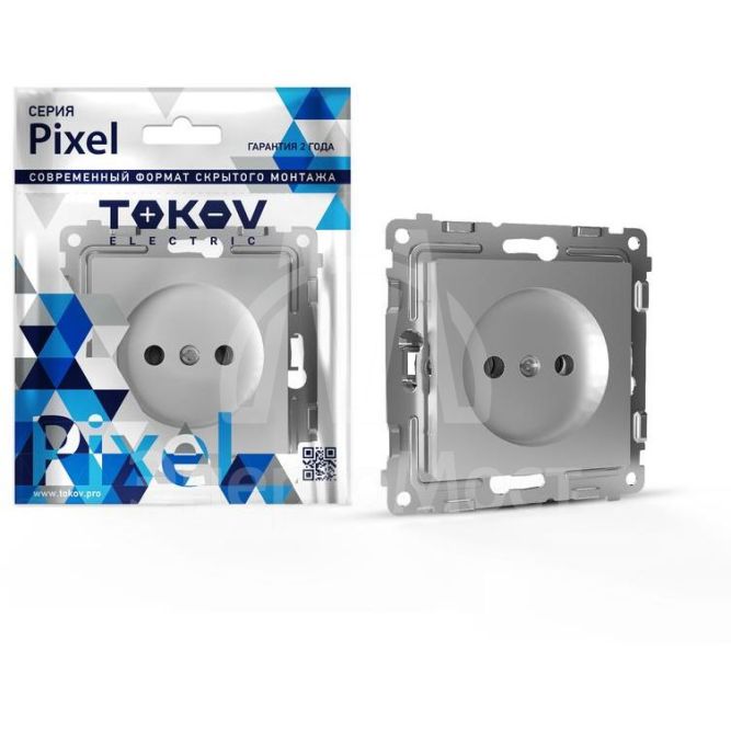 Розетка 1-м СП Pixel 16А IP20 без заземл. механизм алюм. TOKOV ELECTRIC TKE-PX-R1-C03
