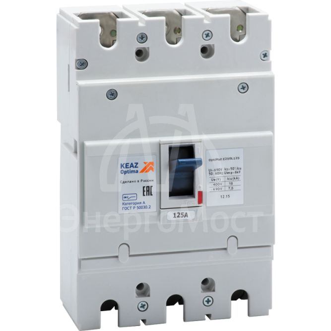 Выключатель автоматический 125А 18кА OptiMat E250L125 УХЛ3 КЭАЗ 100009