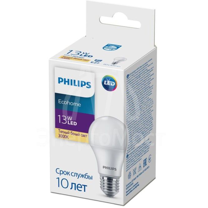 Лампа светодиодная Ecohome LED Bulb 13Вт 1150лм E27 830 RCA Philips 929002299517