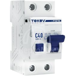 Выключатель автоматический дифференциального тока 2П (1P+N) 40А 100мА тип AC 6кА хар-ка C TOKOV Electric TKE-PZ60-RCBO-2-40-100-AC