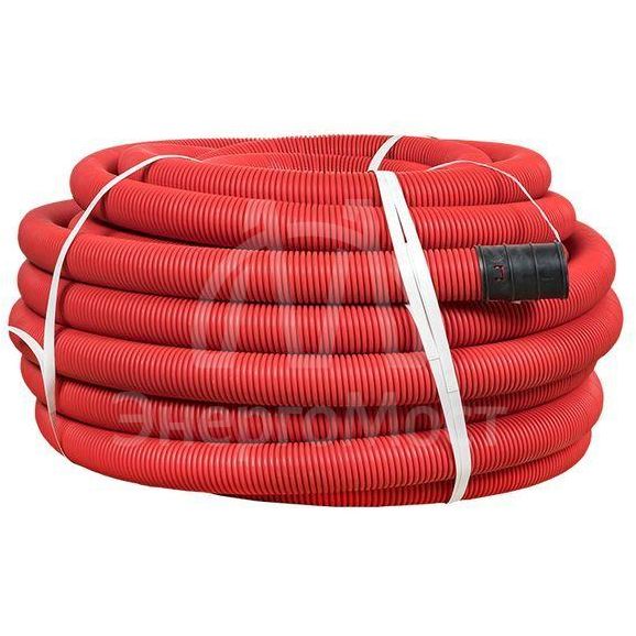 Труба гофрированная двустенная ПНД гибкая d63мм с протяжкой SN13 красн. (уп.50м) PROxima EKF tg2st-63-50m