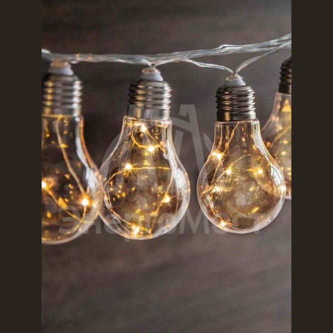 Гирлянда светодиодная &amp;quot;Лампочка&amp;quot; 40LED бел. на солнечной батарее аккумулятор AA NI-MH 600мА.ч КОСМОС KOC_SOL221