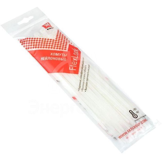 Хомут P6.6 4.8х200 FlexLock стандартный бел. (уп.100шт) PROxima EKF plc-fl-ctsw-4.8x200