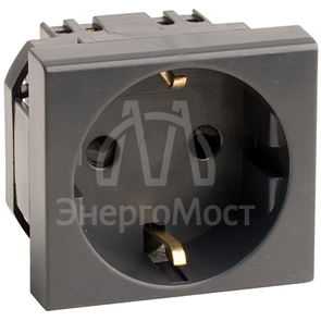 Розетка 1-м 2мод. Viva 16А IP20 2P+E защ. шторки черн. DKC 45205