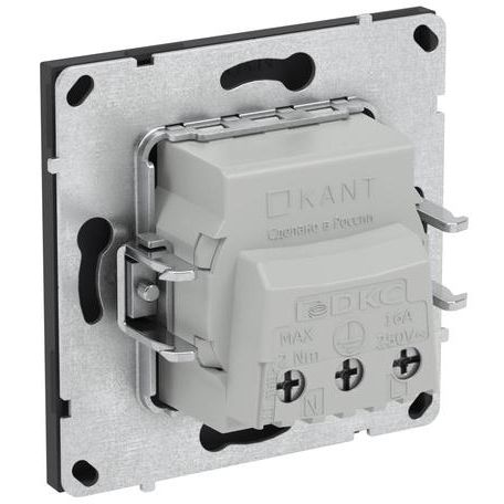 Розетка силовая KANT 2P+E защ. шторки черн. уголь DKC 7012003