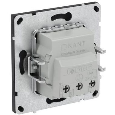 Розетка силовая KANT 2P+E защ. шторки черн. уголь DKC 7012003
